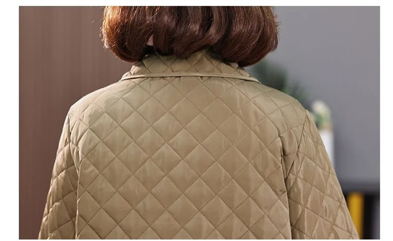 2026New Spring Autumn Retro Comfort Versatile Rhombic lattice Ligh Cotton Loose Women Parkas Down Cotton Jacket Warm Coat Female