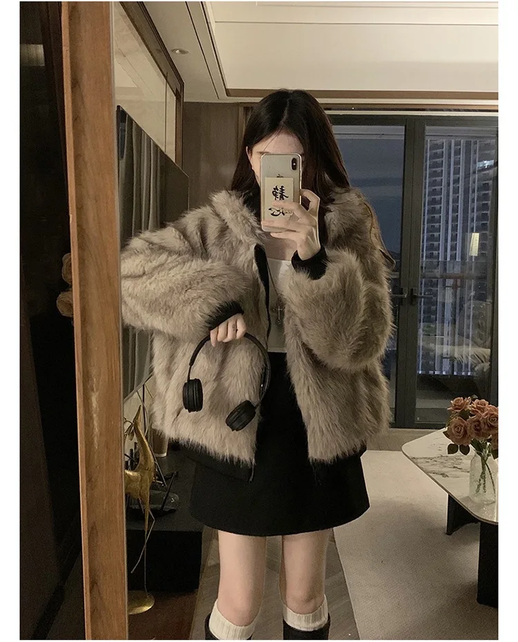 Double Sided Winter Coat Women Clothing Imitation Mink Fur Hooded Cotton Jacket Female Warm Cotton-Padded Clothes Outerwear