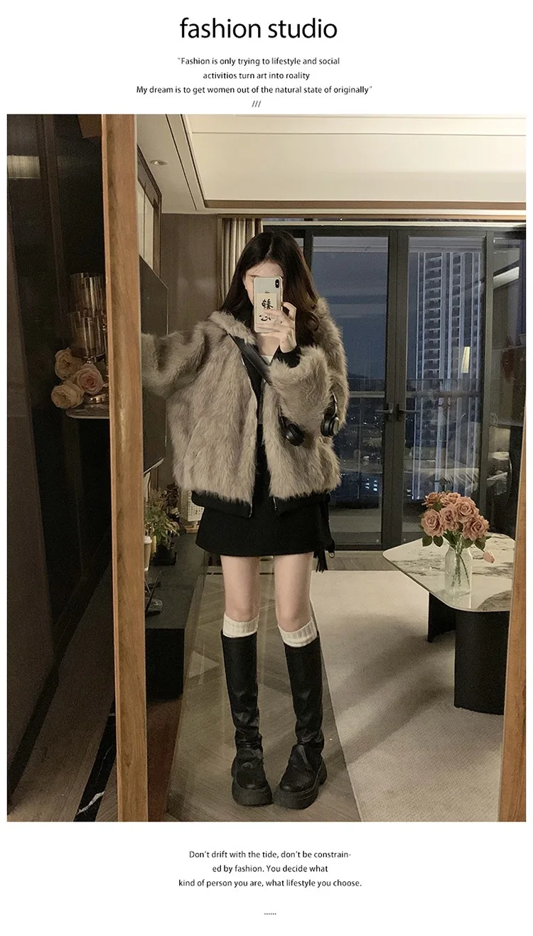 Double Sided Winter Coat Women Clothing Imitation Mink Fur Hooded Cotton Jacket Female Warm Cotton-Padded Clothes Outerwear