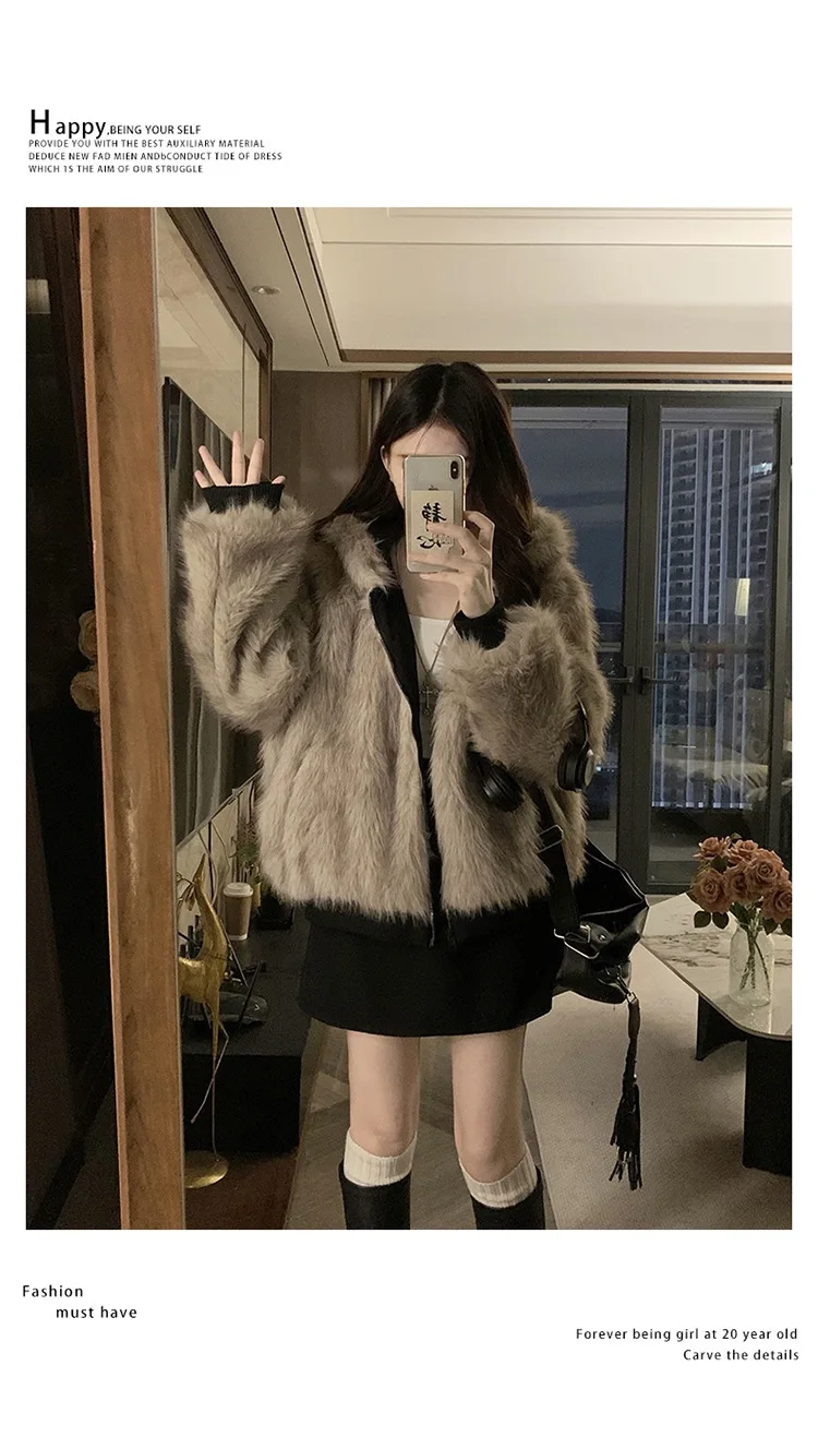 Double Sided Winter Coat Women Clothing Imitation Mink Fur Hooded Cotton Jacket Female Warm Cotton-Padded Clothes Outerwear