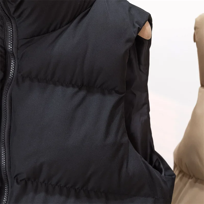 Warm Parkas Women Single Breasted Coats Autumn Winter Vest Coat Khaki High Waist Casual Vests Elegant Y2k Jackets Thick