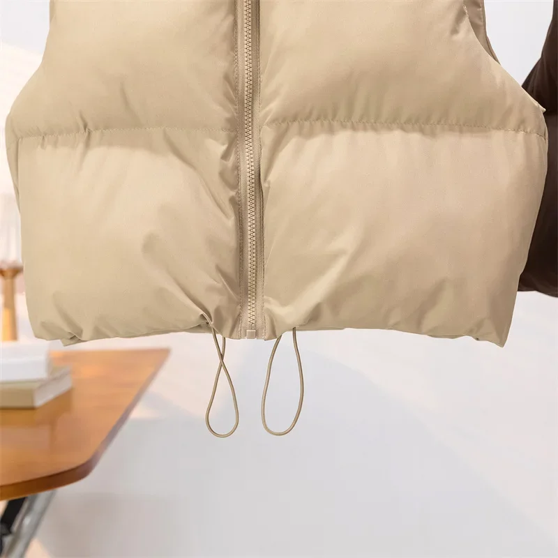 Warm Parkas Women Single Breasted Coats Autumn Winter Vest Coat Khaki High Waist Casual Vests Elegant Y2k Jackets Thick