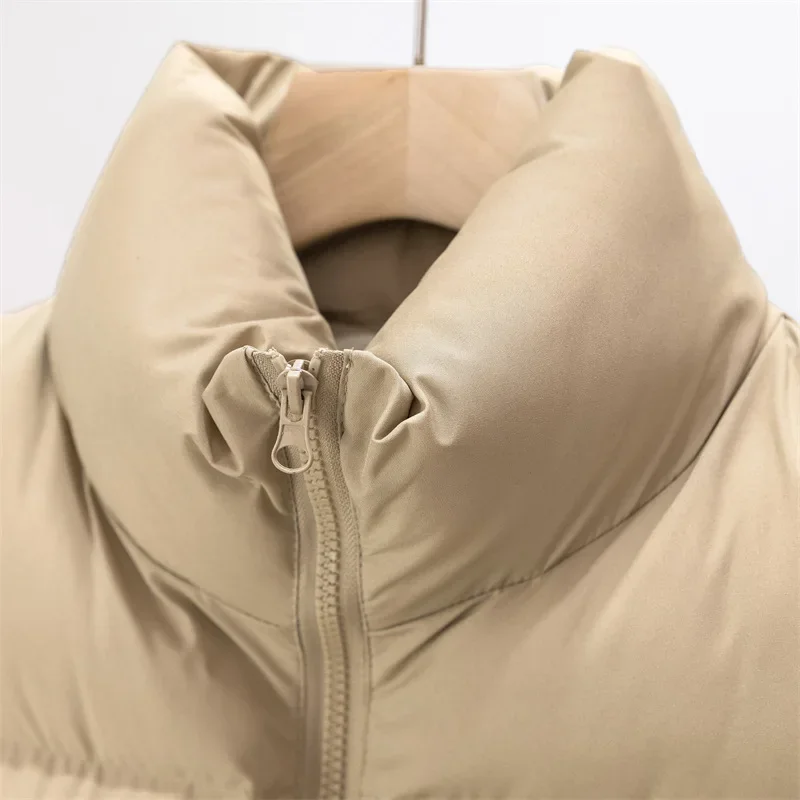 Warm Parkas Women Single Breasted Coats Autumn Winter Vest Coat Khaki High Waist Casual Vests Elegant Y2k Jackets Thick