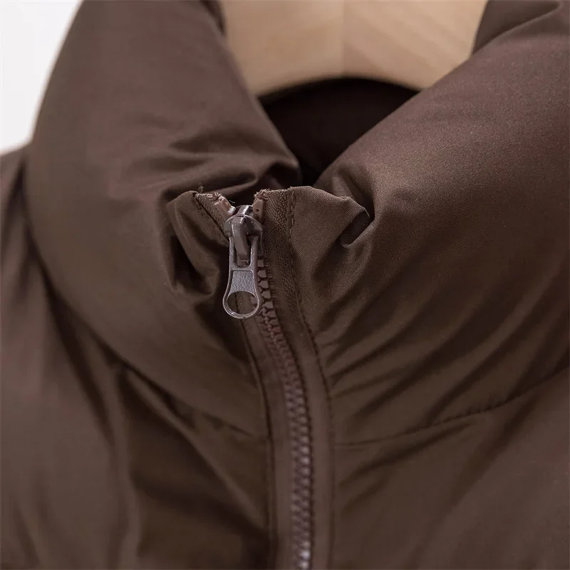Warm Parkas Women Single Breasted Coats Autumn Winter Vest Coat Khaki High Waist Casual Vests Elegant Y2k Jackets Thick