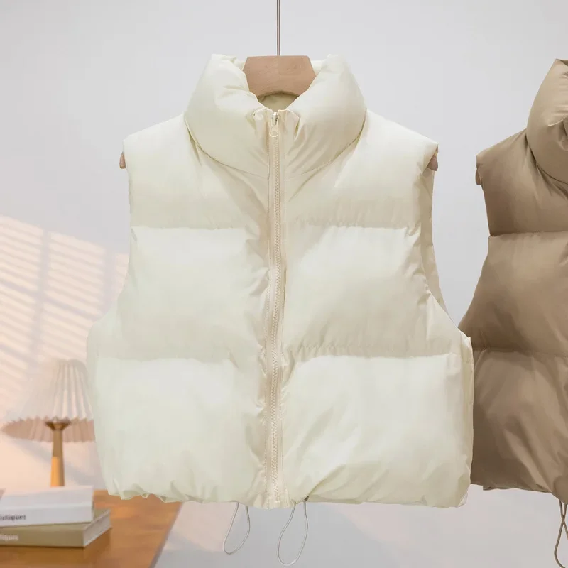 Warm Parkas Women Single Breasted Coats Autumn Winter Vest Coat Khaki High Waist Casual Vests Elegant Y2k Jackets Thick