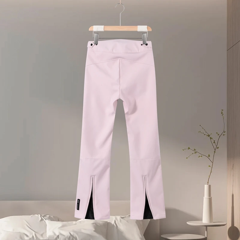 Thicken Warm Women's Skiwear Pink High Collar Hooded Cotton Padded Coat Straight Leg Zipper Pant 2025 New Winter Lady Ski Suit