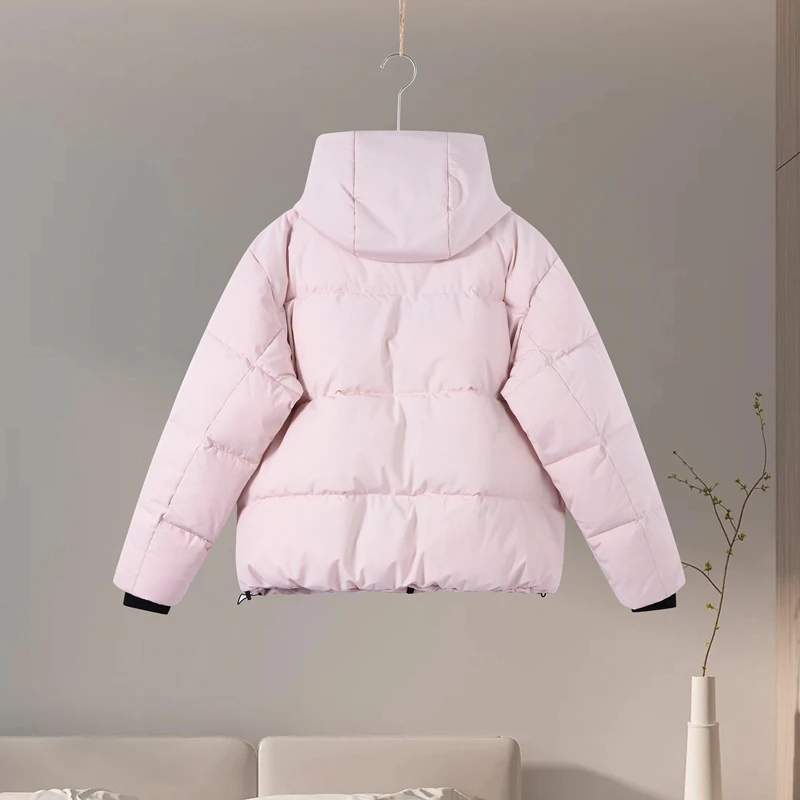 Thicken Warm Women's Skiwear Pink High Collar Hooded Cotton Padded Coat Straight Leg Zipper Pant 2025 New Winter Lady Ski Suit