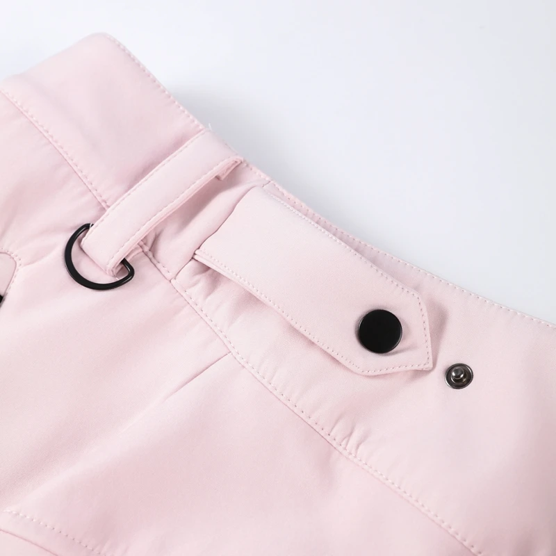 Thicken Warm Women's Skiwear Pink High Collar Hooded Cotton Padded Coat Straight Leg Zipper Pant 2025 New Winter Lady Ski Suit