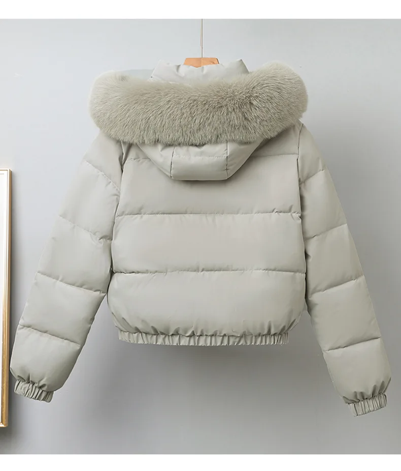 Short Coats Women Parkas Hooded Fur Collar Jackets Thick Warm Y2k Streetwear Elegant Jacket Work Coat Autumn Winter 2025