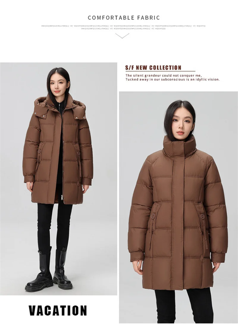 2026 New Winter Women Jacket Mid Long Hooded Parka Cotton Padded Jacket Female Parkas Loose Casual Warm Outwear Snow Wear Coats
