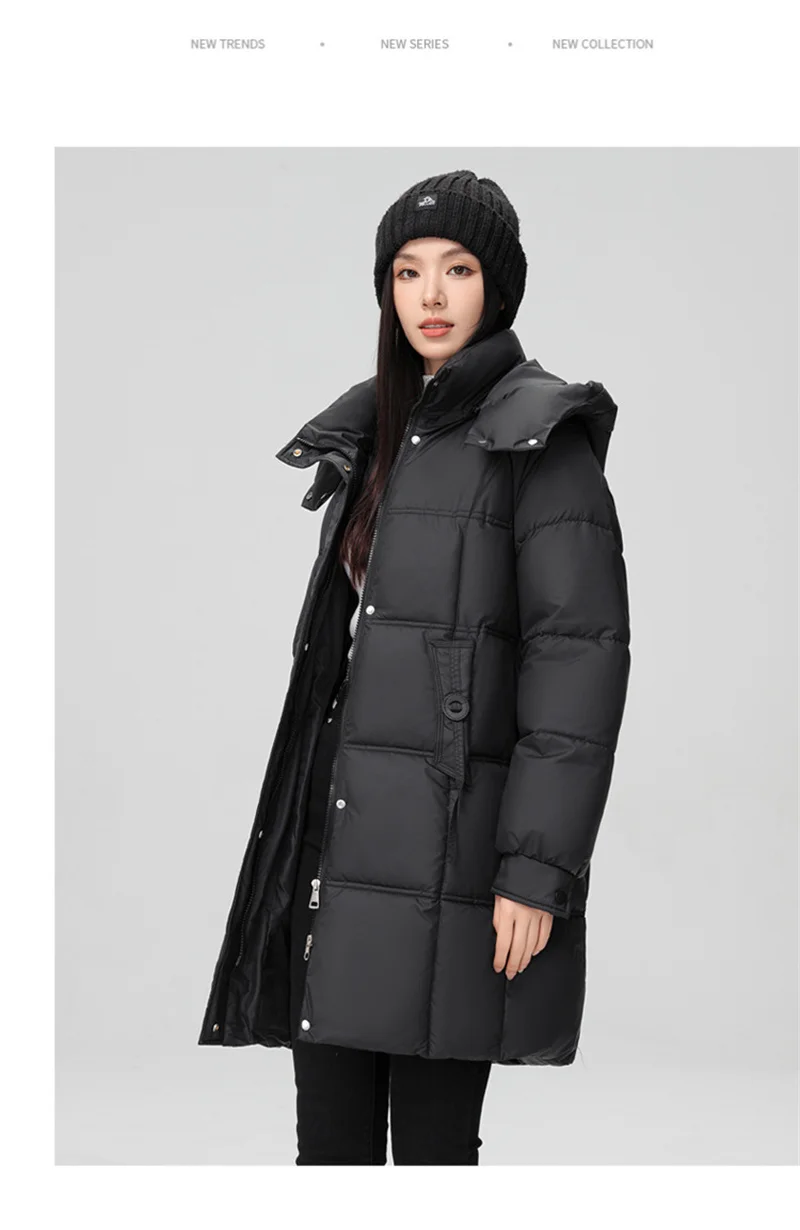 2026 New Winter Women Jacket Mid Long Hooded Parka Cotton Padded Jacket Female Parkas Loose Casual Warm Outwear Snow Wear Coats