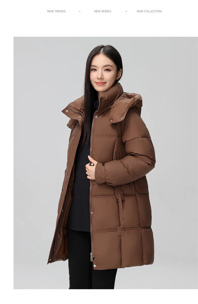 2026 New Winter Women Jacket Mid Long Hooded Parka Cotton Padded Jacket Female Parkas Loose Casual Warm Outwear Snow Wear Coats