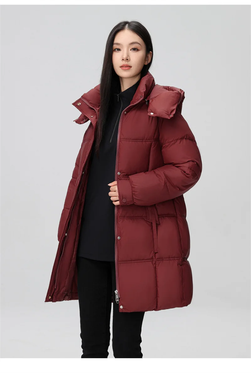 2026 New Winter Women Jacket Mid Long Hooded Parka Cotton Padded Jacket Female Parkas Loose Casual Warm Outwear Snow Wear Coats