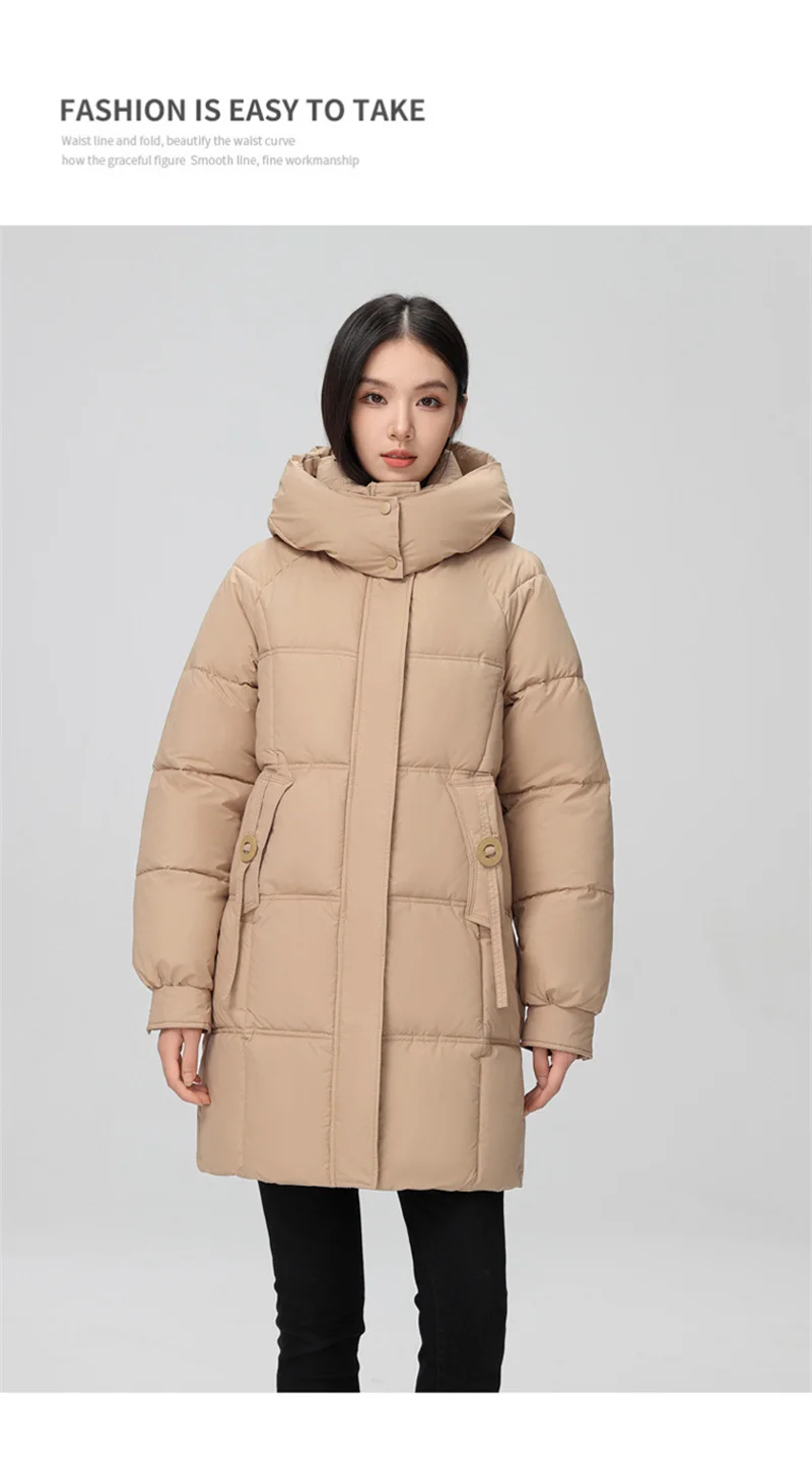 2026 New Winter Women Jacket Mid Long Hooded Parka Cotton Padded Jacket Female Parkas Loose Casual Warm Outwear Snow Wear Coats