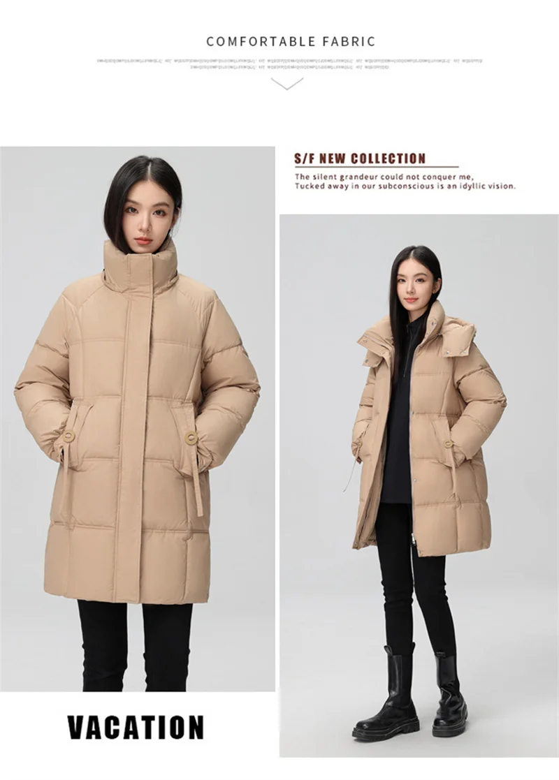 2026 New Winter Women Jacket Mid Long Hooded Parka Cotton Padded Jacket Female Parkas Loose Casual Warm Outwear Snow Wear Coats
