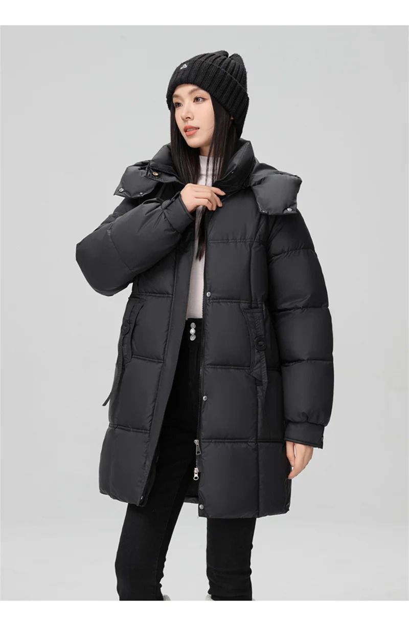 2026 New Winter Women Jacket Mid Long Hooded Parka Cotton Padded Jacket Female Parkas Loose Casual Warm Outwear Snow Wear Coats