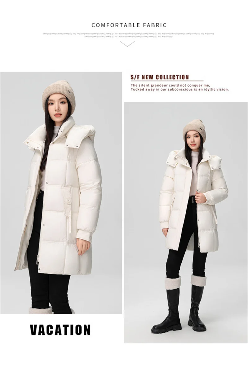 2026 New Winter Women Jacket Mid Long Hooded Parka Cotton Padded Jacket Female Parkas Loose Casual Warm Outwear Snow Wear Coats