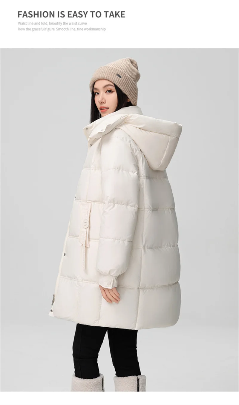2026 New Winter Women Jacket Mid Long Hooded Parka Cotton Padded Jacket Female Parkas Loose Casual Warm Outwear Snow Wear Coats