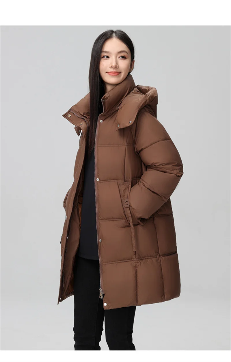 2026 New Winter Women Jacket Mid Long Hooded Parka Cotton Padded Jacket Female Parkas Loose Casual Warm Outwear Snow Wear Coats