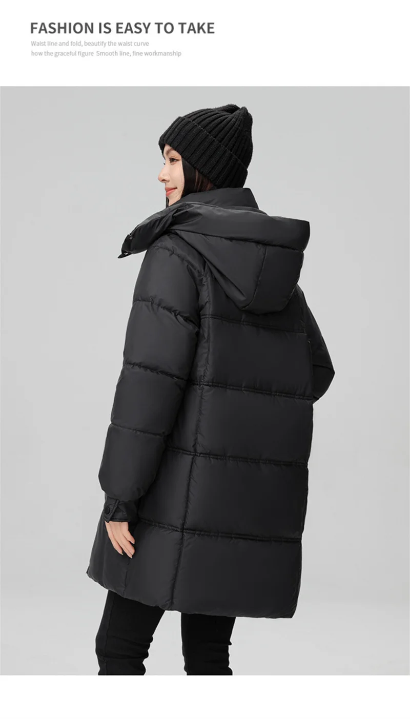 2026 New Winter Women Jacket Mid Long Hooded Parka Cotton Padded Jacket Female Parkas Loose Casual Warm Outwear Snow Wear Coats