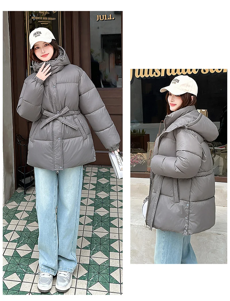 2025 New Streetwear Winter Parkas Women Down Cotton-padded Jacket Loose Hooded Coats Student Outerwear Thicken Warm Overcoat