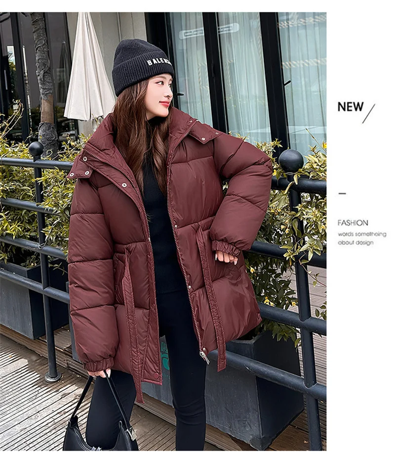 2025 New Streetwear Winter Parkas Women Down Cotton-padded Jacket Loose Hooded Coats Student Outerwear Thicken Warm Overcoat