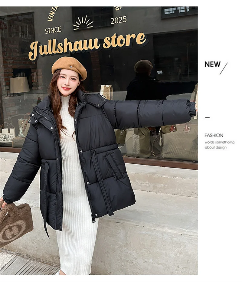 2025 New Streetwear Winter Parkas Women Down Cotton-padded Jacket Loose Hooded Coats Student Outerwear Thicken Warm Overcoat