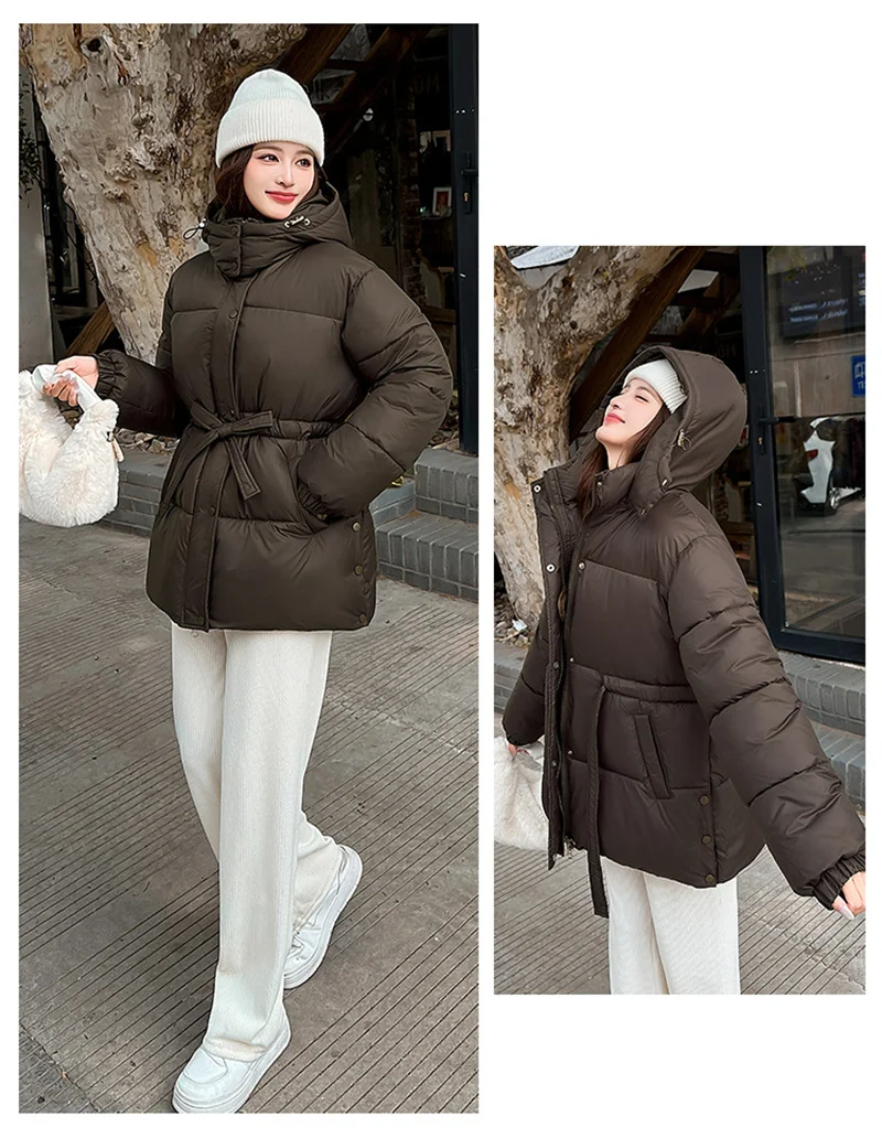 2025 New Streetwear Winter Parkas Women Down Cotton-padded Jacket Loose Hooded Coats Student Outerwear Thicken Warm Overcoat