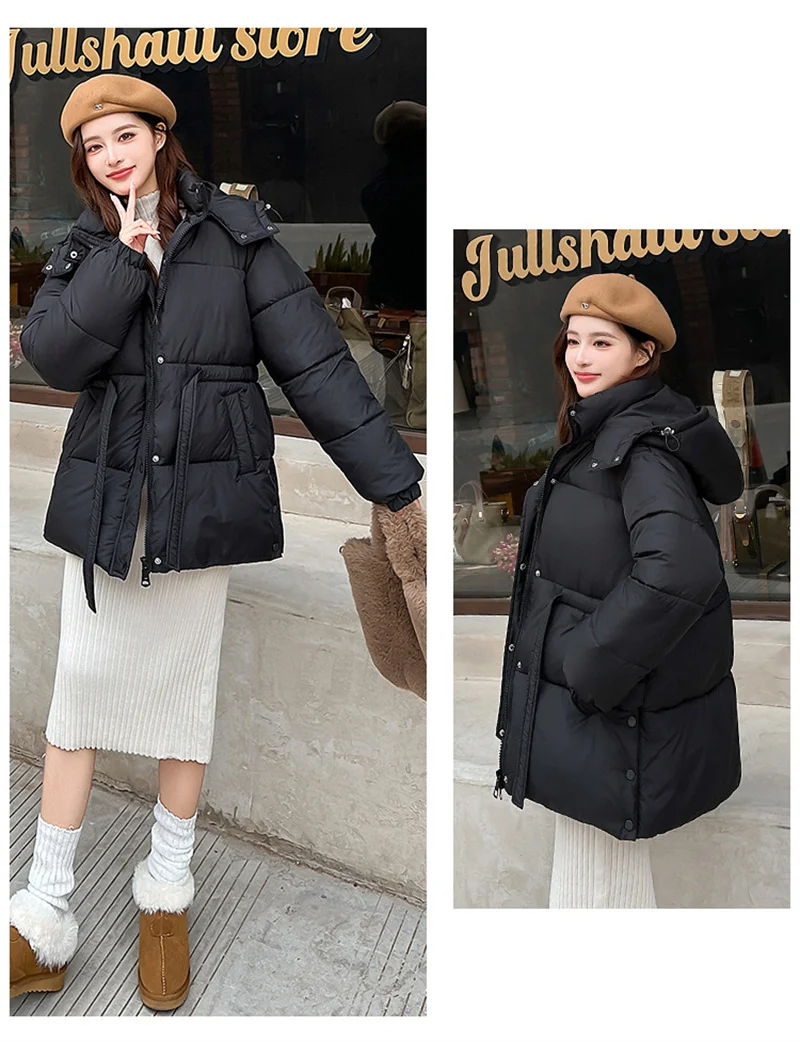 2025 New Streetwear Winter Parkas Women Down Cotton-padded Jacket Loose Hooded Coats Student Outerwear Thicken Warm Overcoat
