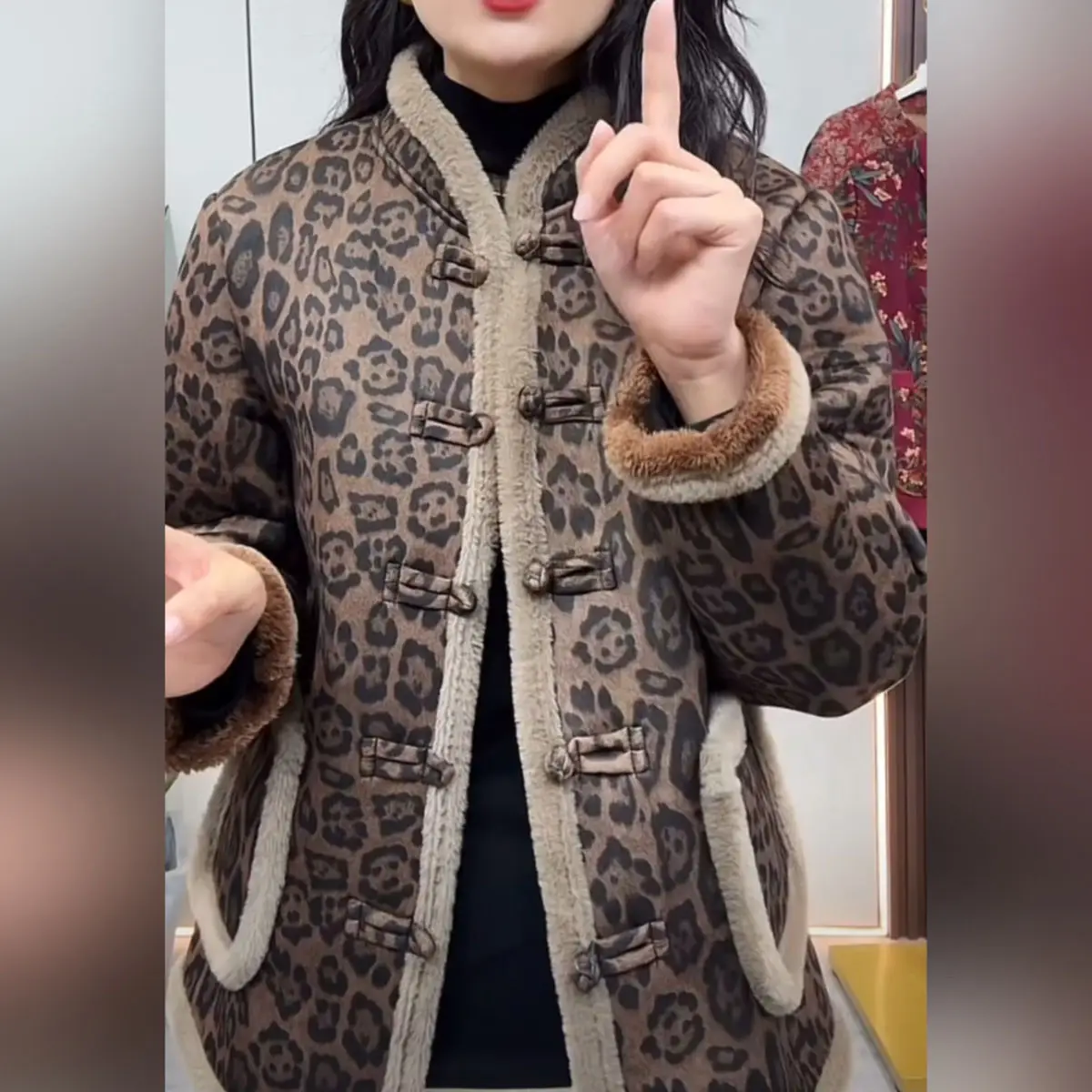 Autumn Winter Floral Print Cotton Coat Women Fleece Warm Jacket Parkas Long Sleeve Single Breasted Design Windproof Outerwear