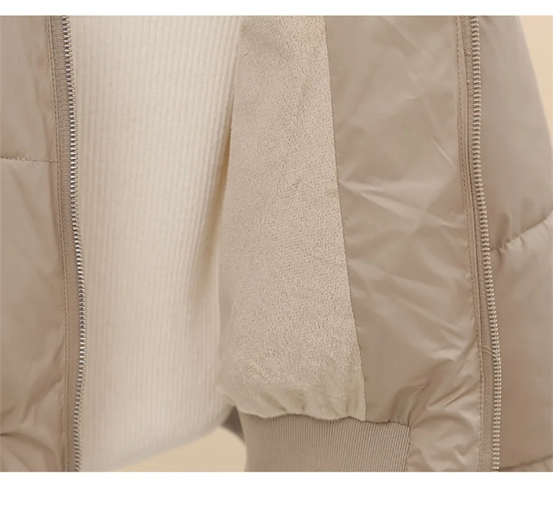 Women Winter Cotton Coat Short Fur Collar Hooded Outerwear Windproof Warm Long Sleeve Jacket Solid Color Slim Fit Lady Down Coat