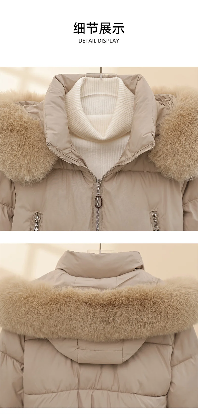Women Winter Cotton Coat Short Fur Collar Hooded Outerwear Windproof Warm Long Sleeve Jacket Solid Color Slim Fit Lady Down Coat