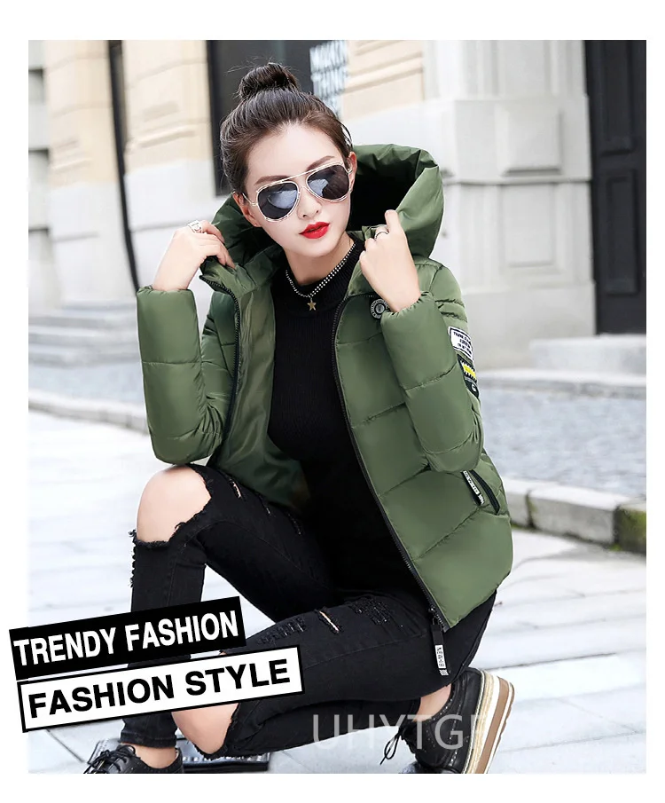 UHYTGF Winter Jackets For Women 2025 New Parkas Hooded Thick Warm Cotton Short Jacket Women's Basic Down Coat Outerwear 5XL 1058