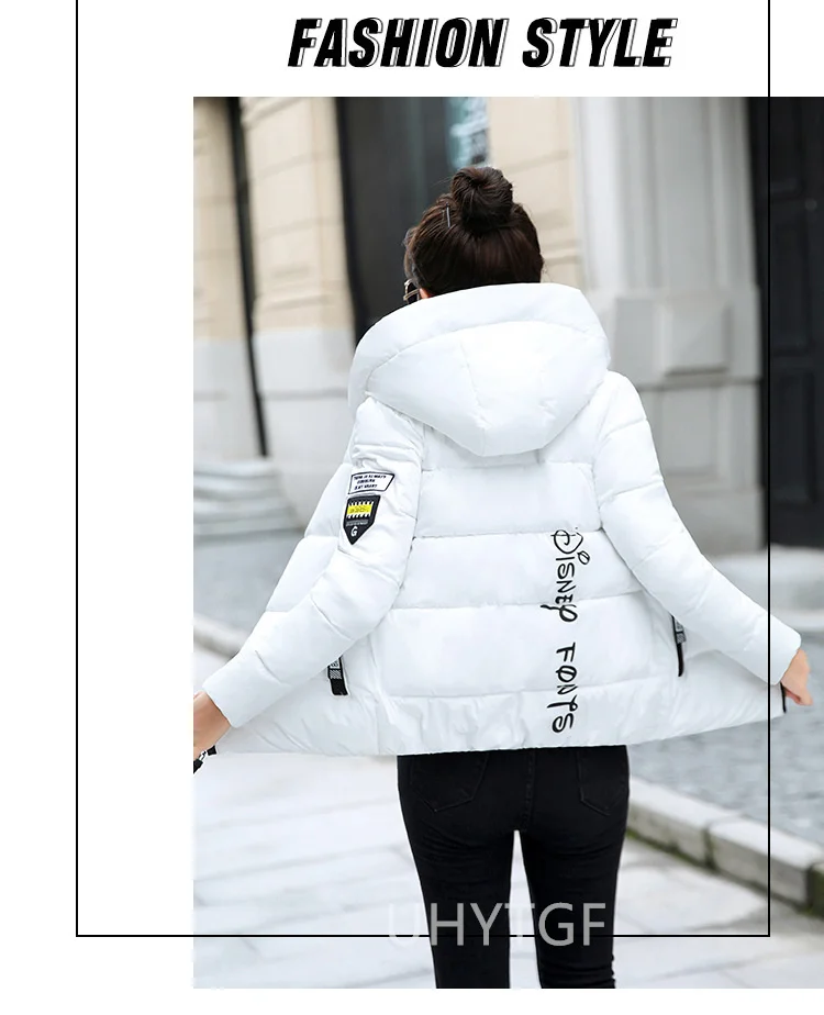 UHYTGF Winter Jackets For Women 2025 New Parkas Hooded Thick Warm Cotton Short Jacket Women's Basic Down Coat Outerwear 5XL 1058
