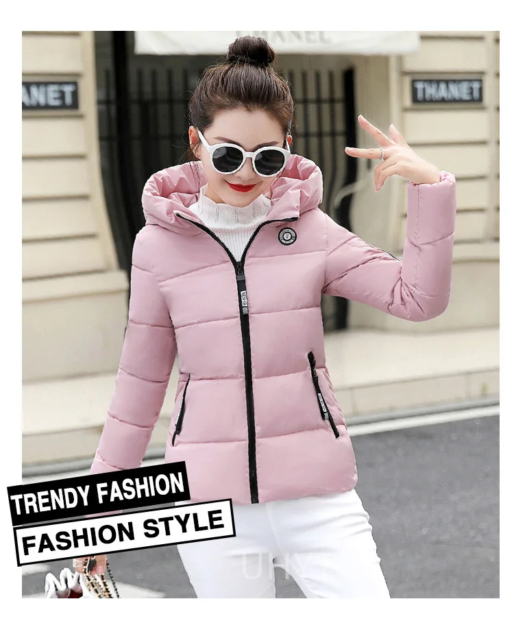 UHYTGF Winter Jackets For Women 2025 New Parkas Hooded Thick Warm Cotton Short Jacket Women's Basic Down Coat Outerwear 5XL 1058