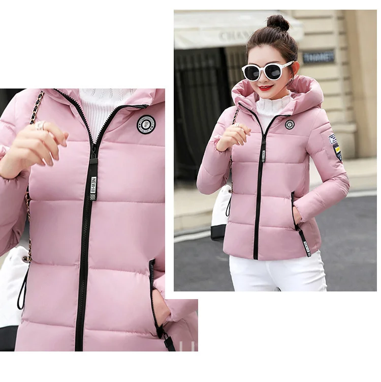 UHYTGF Winter Jackets For Women 2025 New Parkas Hooded Thick Warm Cotton Short Jacket Women's Basic Down Coat Outerwear 5XL 1058