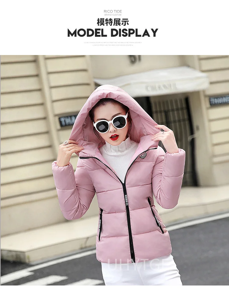 UHYTGF Winter Jackets For Women 2025 New Parkas Hooded Thick Warm Cotton Short Jacket Women's Basic Down Coat Outerwear 5XL 1058