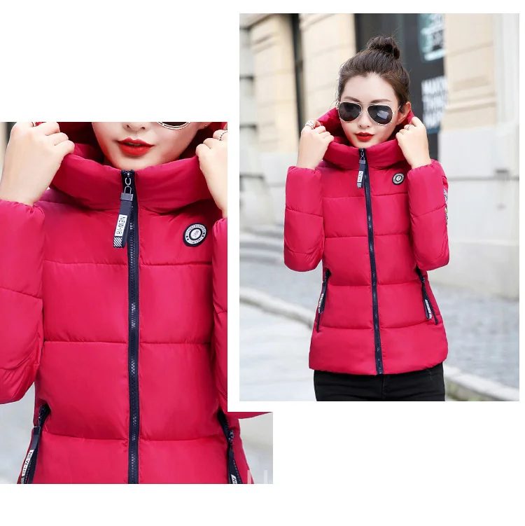 UHYTGF Winter Jackets For Women 2025 New Parkas Hooded Thick Warm Cotton Short Jacket Women's Basic Down Coat Outerwear 5XL 1058