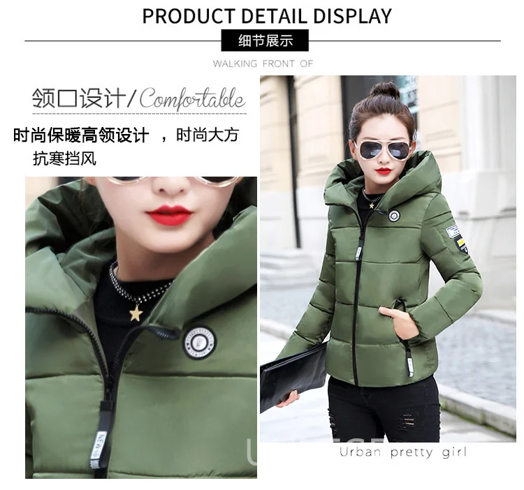 UHYTGF Winter Jackets For Women 2025 New Parkas Hooded Thick Warm Cotton Short Jacket Women's Basic Down Coat Outerwear 5XL 1058