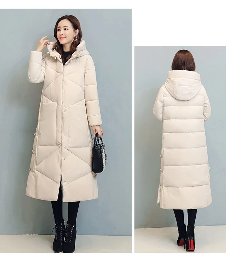 Winter Long Coat Women's 2025 Fashion New Thicken Cotton padded Warm Snow Outerwear Loose Female Windproof Hooded Jacket Parkas