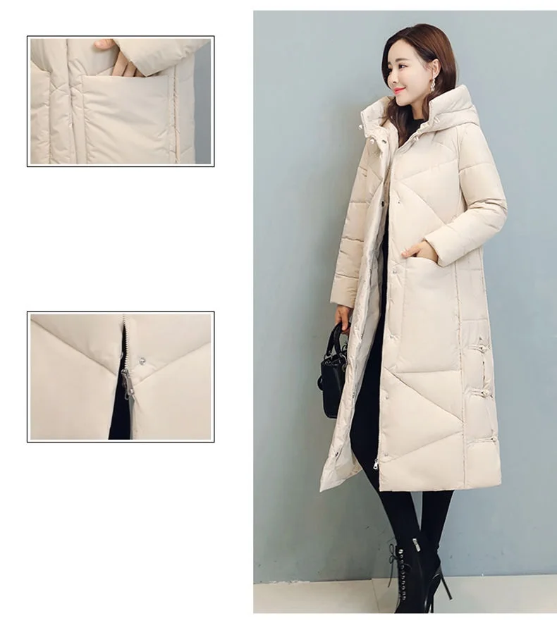 Winter Long Coat Women's 2025 Fashion New Thicken Cotton padded Warm Snow Outerwear Loose Female Windproof Hooded Jacket Parkas