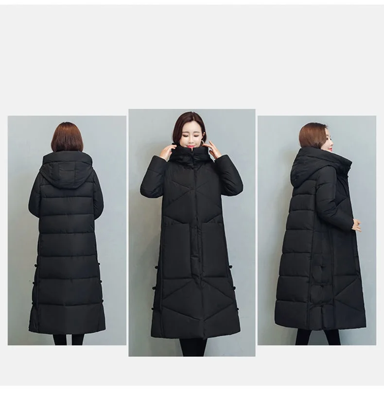 Winter Long Coat Women's 2025 Fashion New Thicken Cotton padded Warm Snow Outerwear Loose Female Windproof Hooded Jacket Parkas
