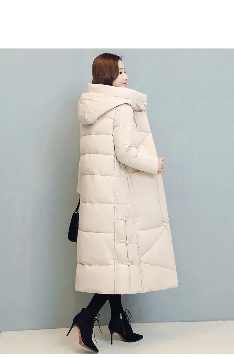 Winter Long Coat Women's 2025 Fashion New Thicken Cotton padded Warm Snow Outerwear Loose Female Windproof Hooded Jacket Parkas