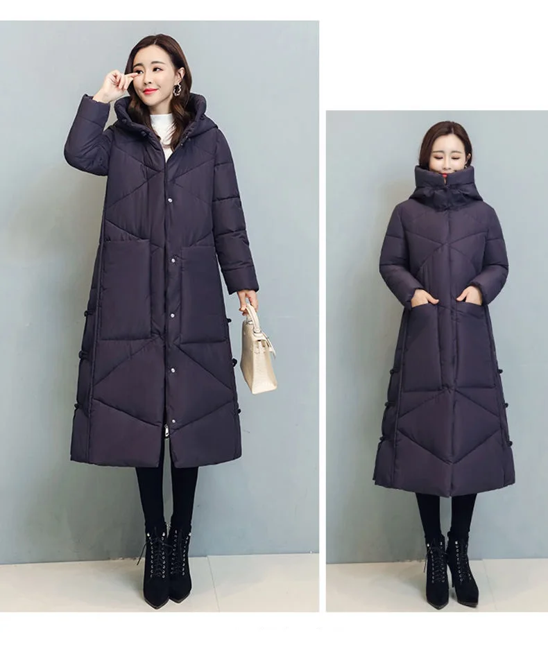 Winter Long Coat Women's 2025 Fashion New Thicken Cotton padded Warm Snow Outerwear Loose Female Windproof Hooded Jacket Parkas