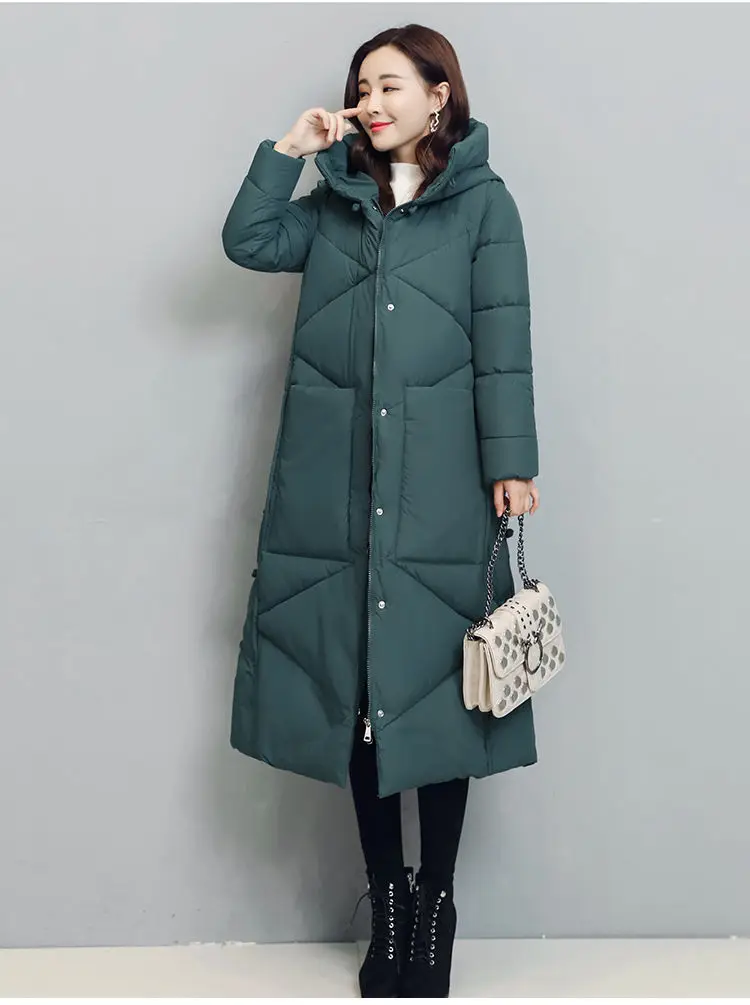 Winter Long Coat Women's 2025 Fashion New Thicken Cotton padded Warm Snow Outerwear Loose Female Windproof Hooded Jacket Parkas