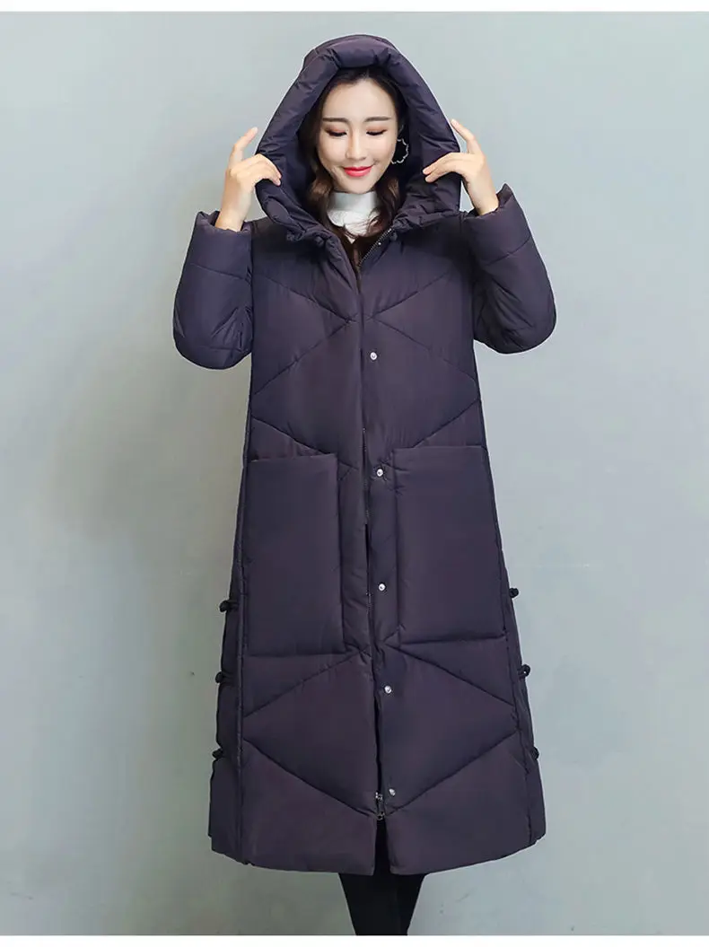 Winter Long Coat Women's 2025 Fashion New Thicken Cotton padded Warm Snow Outerwear Loose Female Windproof Hooded Jacket Parkas