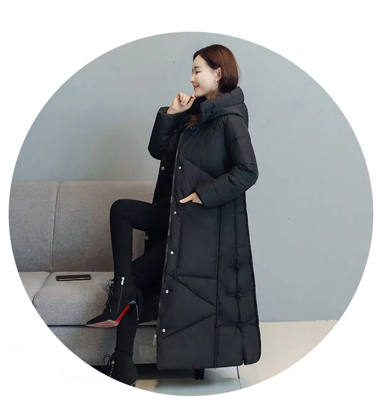 Winter Long Coat Women's 2025 Fashion New Thicken Cotton padded Warm Snow Outerwear Loose Female Windproof Hooded Jacket Parkas