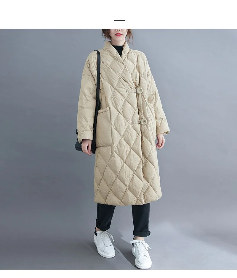 New 2023 Winter Women Long Jacket Femmes Quilted Warm Lightweight Down Cotton Coat Loose Oversize Parkas Padded Female Outerwear