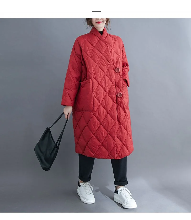 New 2023 Winter Women Long Jacket Femmes Quilted Warm Lightweight Down Cotton Coat Loose Oversize Parkas Padded Female Outerwear