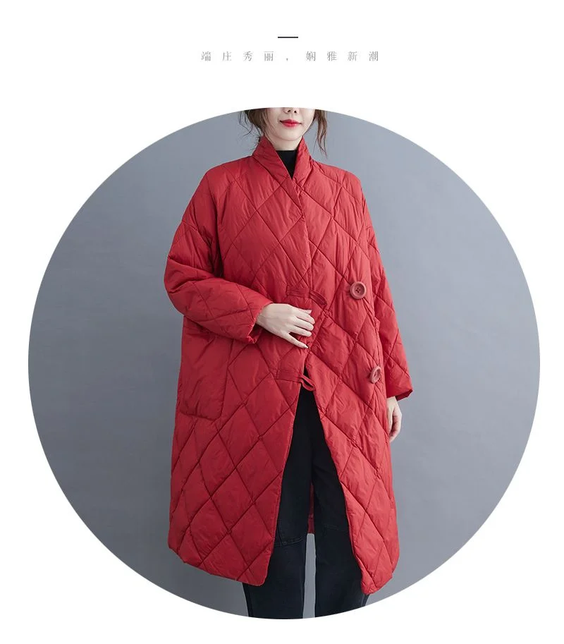 New 2023 Winter Women Long Jacket Femmes Quilted Warm Lightweight Down Cotton Coat Loose Oversize Parkas Padded Female Outerwear